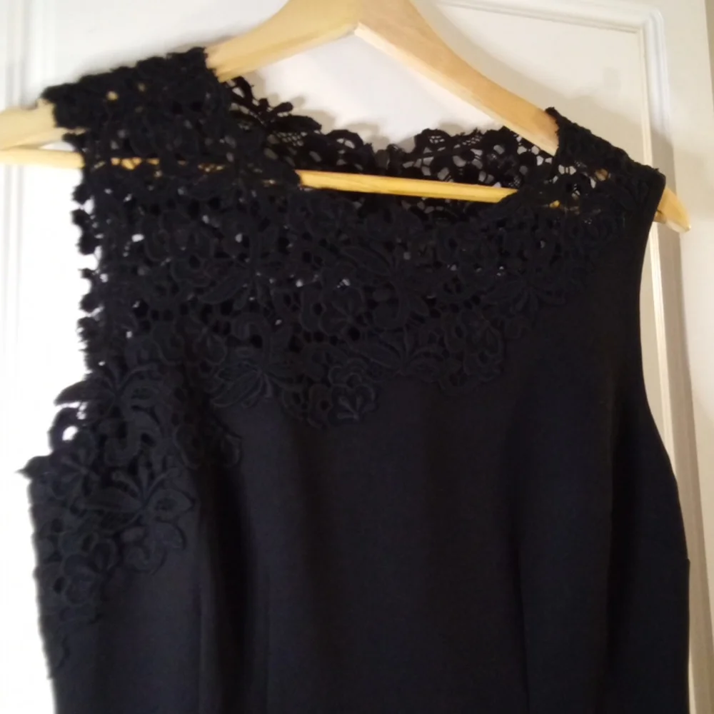 Elie Tahari Black Shift Sleeveless Dress with Lace Size 4 - Picture 7 of 11